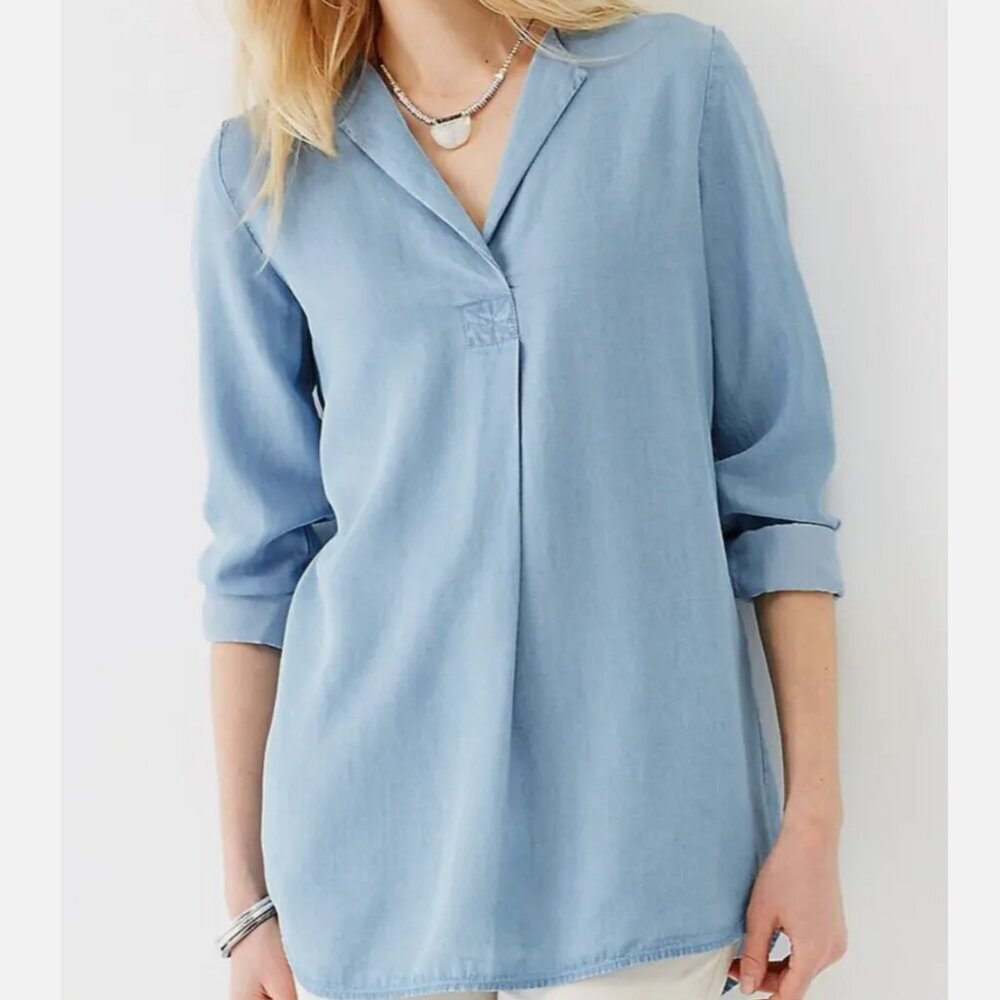J. Jill  Tencel Indigo Pullover Tunic Iced Blue Wash size XL